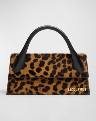 Le Chiquito Long Leopard Calf Hair Top-Handle Bag