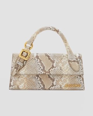 Le Chiquito Long Snake-Embossed Top-Handle Bag