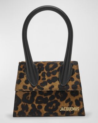 Le Chiquito Moyen Leopard Top-Handle Bag