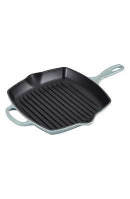 Le Creuset 10 Inch Square Enamel Cast Iron Grill Pan in Sea Salt