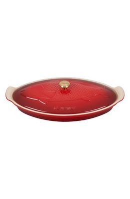 Le Creuset Heritage Stoneware Covered Fish Baker in Cerise