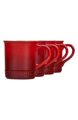 Le Creuset Set of Four 14-Ounce Stoneware Mugs in Cerise