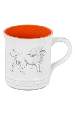 Le Creuset Zodiac Stoneware Mug in White/Bright Orange