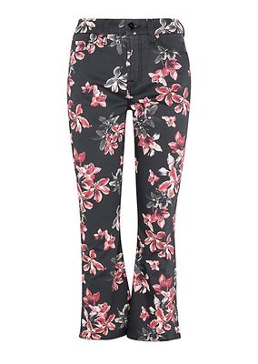 Le Disco Cropped Flared Floral Jeans