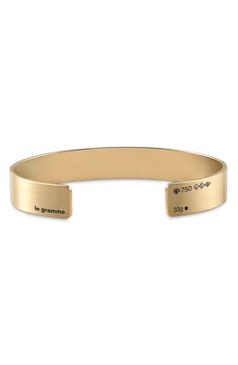 le gramme Men's 33G Brushed 18K Gold Cuff Bracelet in Yellow Gold