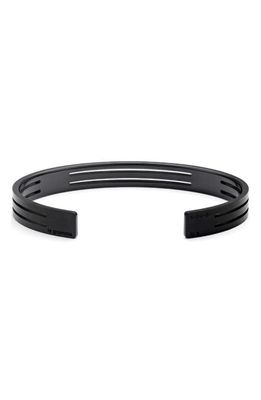 le gramme Men's 8G Punched Titanium Ribbon Cuff Bracelet in Black Titanium
