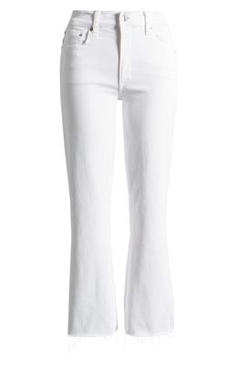 Le Jean Bella Raw Hem Crop Flare Jeans in White