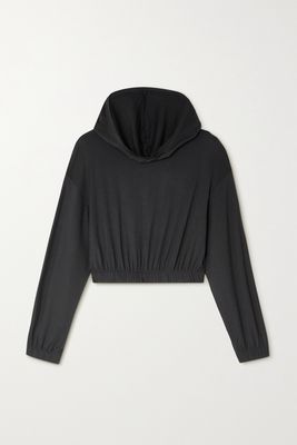 Le Ore - Como Cropped Stretch-modal Jersey Hoodie - Black