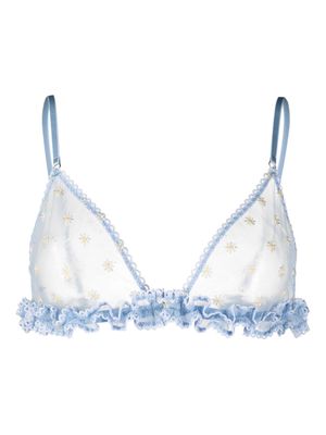 LE PETIT TROU Paquerette floral-embroidered bra - Blue
