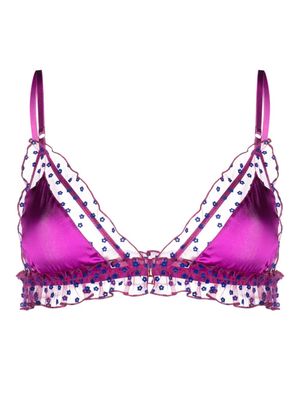LE PETIT TROU Petunia floral-embroidered triangle bra - Pink