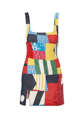 Le Sable Embellished Patchwork Minidress