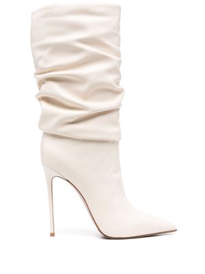 Le Silla 120mm ruched leather boots - White