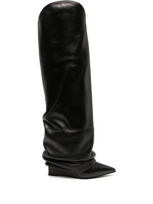Le Silla Andy 120mm folded-effect leather boots - Black