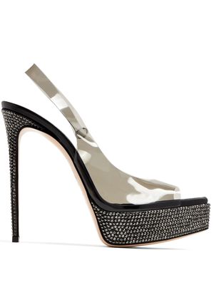 Le Silla Divina crystal-embellished slingback sandals - Black