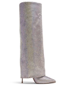 Le Silla Gilda 120mm crystal-embellished knee-high boots - Silver