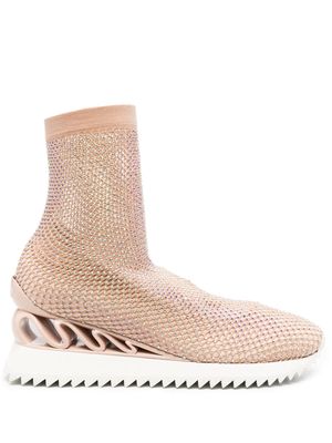 Le Silla Gilda crystal-embellished high-top sneakers - Neutrals
