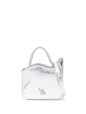 Le Silla Ivy crystal-handles faux-leather mini bag - Silver