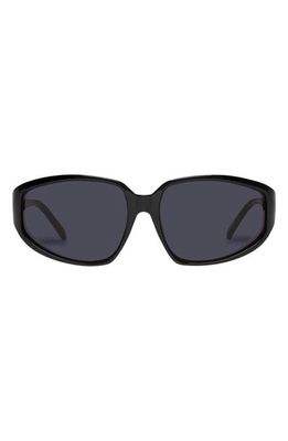 Le Specs Avenger 59mm Wraparound Sunglasses in Black /Smoke Mono