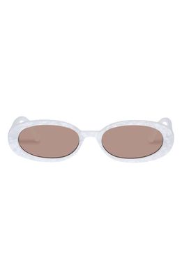 Le Specs Outta Love 51mm Oval Sunglasses in White Marble