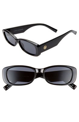 Le Specs Unreal 52mm Rectangle Sunglasses in Shiny Black/Smoke