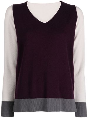 Le Tricot Perugia colour-block fine-knit jumper - Purple