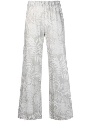 Le Tricot Perugia leaf-print wide-leg trousers - Grey