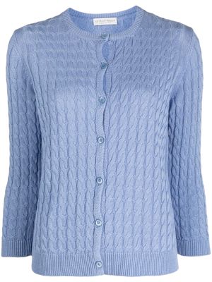Le Tricot Perugia long-sleeve cable-knit cardigan - Blue
