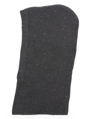 Le Tricot Perugia sequin-embellished ribbed-knit balaclava - Grey