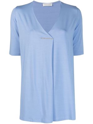 Le Tricot Perugia stitched-fold shortsleeved T-shirt - Blue