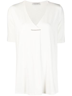Le Tricot Perugia stitched-fold shortsleeved T-shirt - White