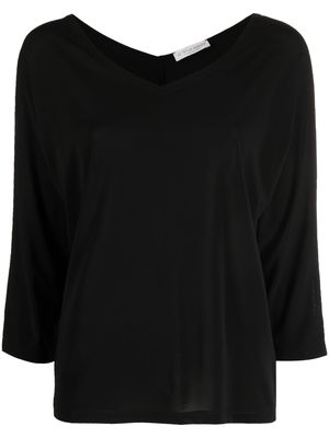 Le Tricot Perugia three-quarter sleeve jersey top - Black