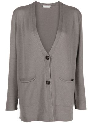 Le Tricot Perugia V-neck fine-ribbed cardigan - Grey