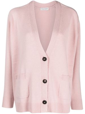 Le Tricot Perugia V-neck ribbed-knit cardigan - Pink