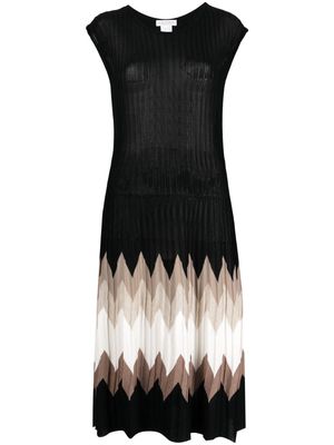 Le Tricot Perugia zigzag pattern-detail knitted dress - Black
