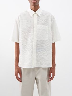 Le17septembre Homme - Dropped-shoulder Cotton-seersucker Shirt - Mens - White