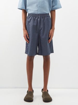 Le17septembre Homme - Elasticated-waist Crinkled Shorts - Mens - Blue