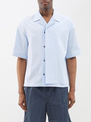 Le17septembre Homme - Layered Textured Cotton Shirt - Mens - Light Blue