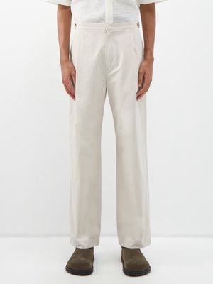 Le17septembre Homme - Pleated Straight-leg Trousers - Mens - Cream