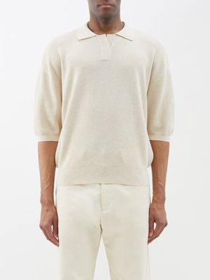 Le17septembre Homme - Ribbed Cotton-blend Jersey Polo Shirt - Mens - Cream