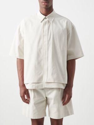Le17septembre Homme - Short-sleeved Layered Denim Shirt - Mens - Beige