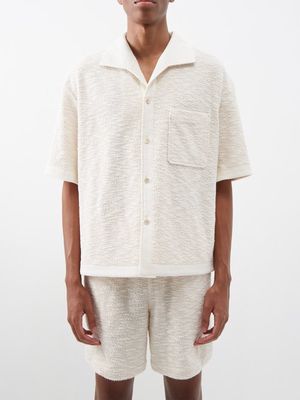 Le17septembre Homme - Short-sleeved Patch-pocket Bouclé Shirt - Mens - Cream
