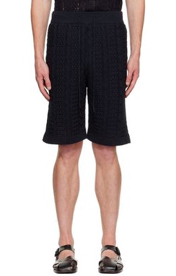 LE17SEPTEMBRE Navy Linen Shorts