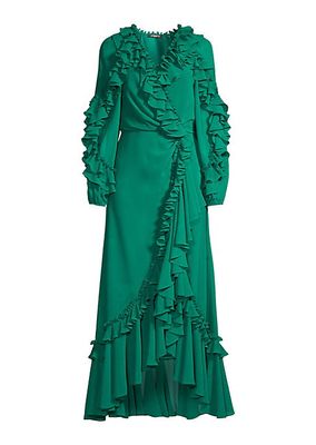 Leah Ruffle Long-Sleeve Maxi Dress