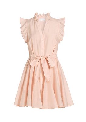 Leana Cotton-Silk Tie-Waist Minidress