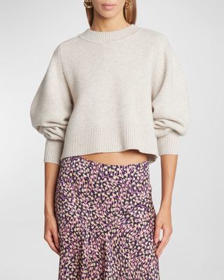 Leandra Wool-Cashmere Crop Crewneck Sweater