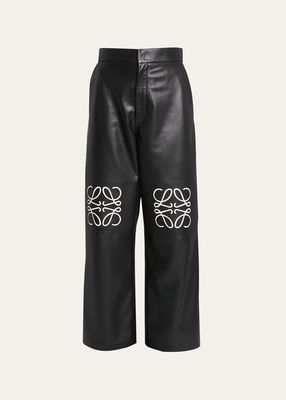 Leather Anagram Knee Trousers