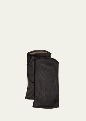 Leather & Cashmere Fingerless Gloves