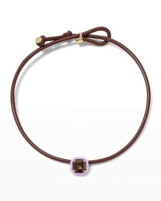 Leather & Quartz Pop Choker Necklace