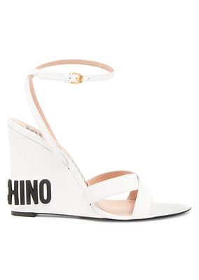 Leather Ankle-Strap Wedge Sandals