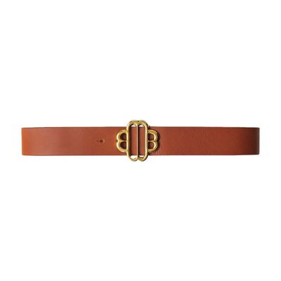 Leather belt with clover logo